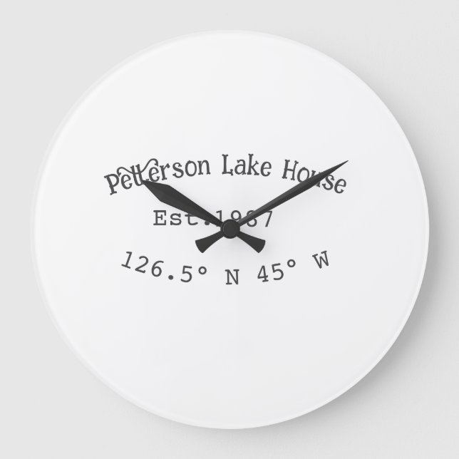Lake house ets. Date year custom coordinates add n Large Clock (Front)