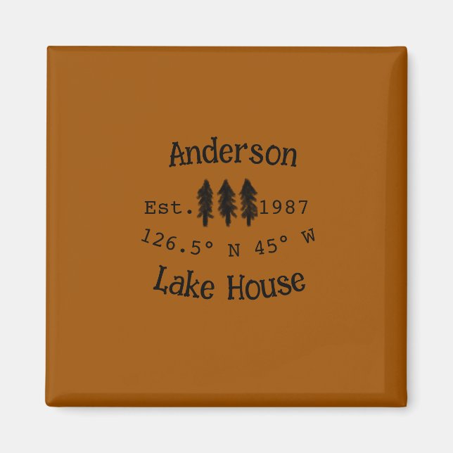Lake house ets. Date year custom coordinates add n Magnet (Front)