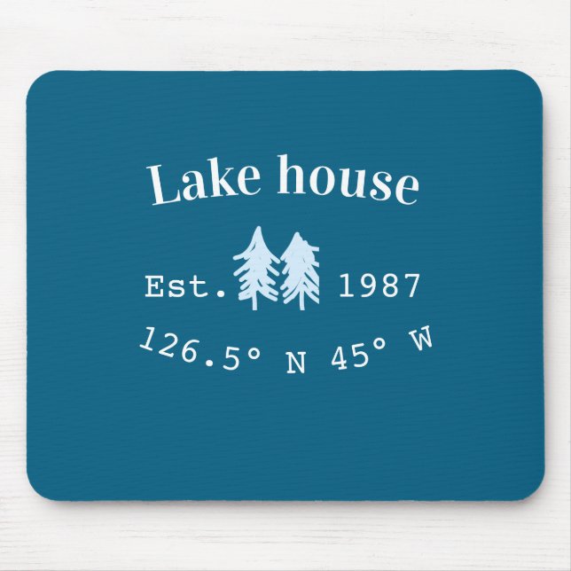 Lake house ets. Date year custom coordinates add n Mouse Pad (Front)