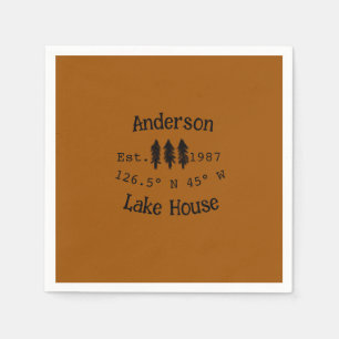 Lake house ets. Date year custom coordinates add n Napkin