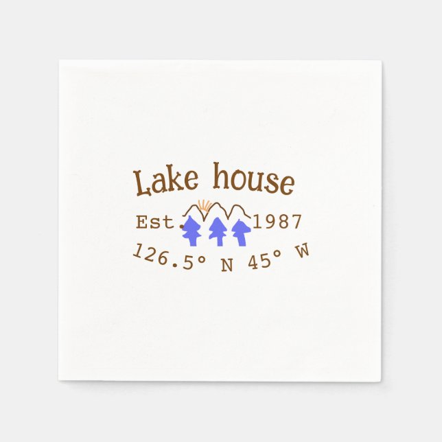 Lake house ets. Date year custom coordinates add n Napkin (Front)
