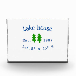 Lake house ets. Date year custom coordinates add n Photo Block