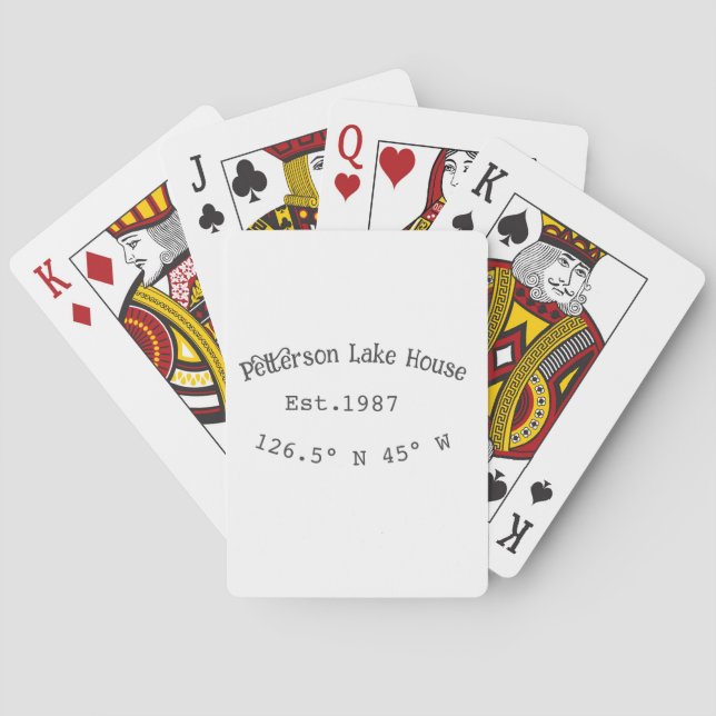 Lake house ets. Date year custom coordinates add n Playing Cards (Back)