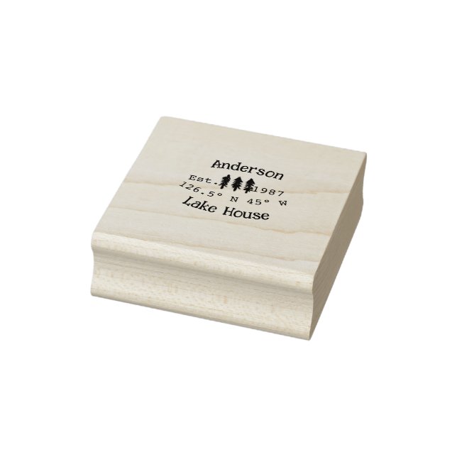 Lake house ets. Date year custom coordinates add n Rubber Stamp (Stamp)