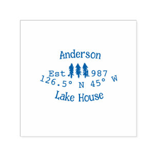 Lake house ets. Date year custom coordinates add n Self-inking Stamp