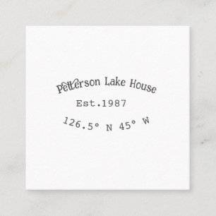 Lake house ets. Date year custom coordinates add n Square Business Card