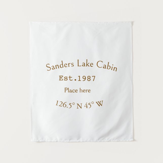 Lake house ets. Date year custom coordinates add n Tapestry (Front)