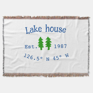 Lake house ets. Date year custom coordinates add n Throw Blanket