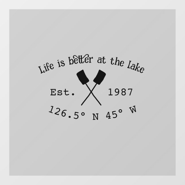 Lake house ets. Date year custom coordinates add n Window Cling (Sheet)