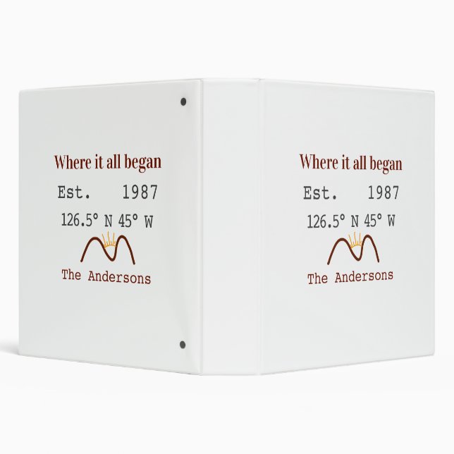 Lake house ets. Date year custom coordinates brown Binder (Background)