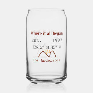 Lake house ets. Date year custom coordinates brown Can Glass