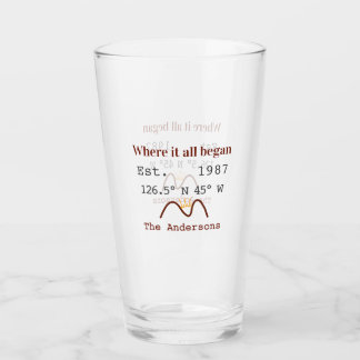 Lake house ets. Date year custom coordinates brown Glass