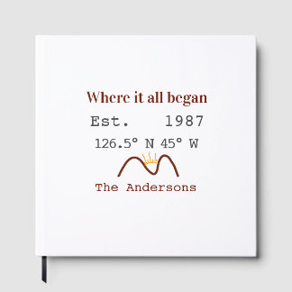 Lake house ets. Date year custom coordinates brown Guest Book