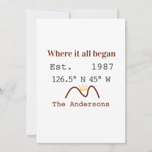 Lake house ets. Date year custom coordinates brown Invitation