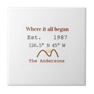 Lake house ets. Date year custom coordinates brown Tile