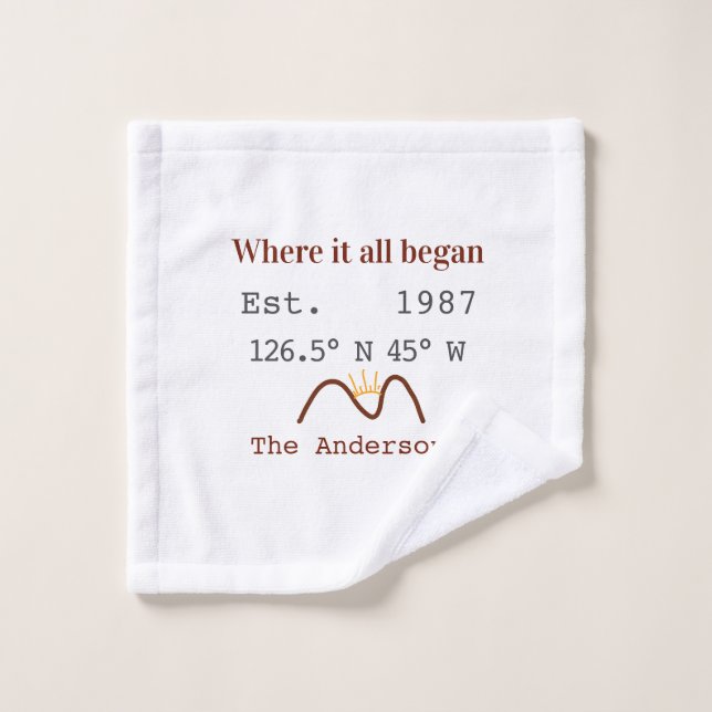 Lake house ets. Date year custom coordinates brown Wash Cloth (Wash Cloth)