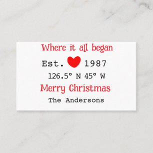 Lake house ets. Date year custom coordinates red Business Card
