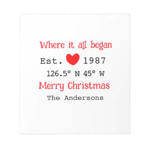Lake house ets. Date year custom coordinates red Notepad