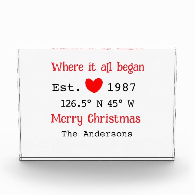 Lake house ets. Date year custom coordinates red Photo Block (Front)