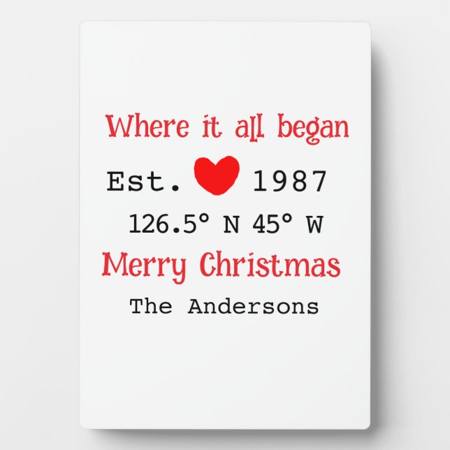 Lake house ets. Date year custom coordinates red Plaque (Front)