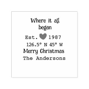 Lake house ets. Date year custom coordinates red Self-inking Stamp