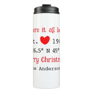 Lake house ets. Date year custom coordinates red Thermal Tumbler