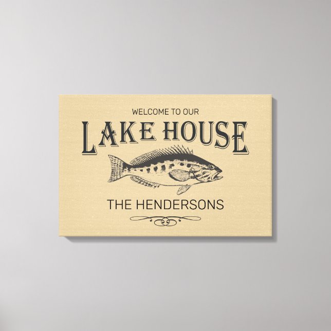  Lake House Family Name Fish Canvas Print (Front)