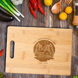 Lake House Family Name Rustic Nautical Anchor  Cutting Board