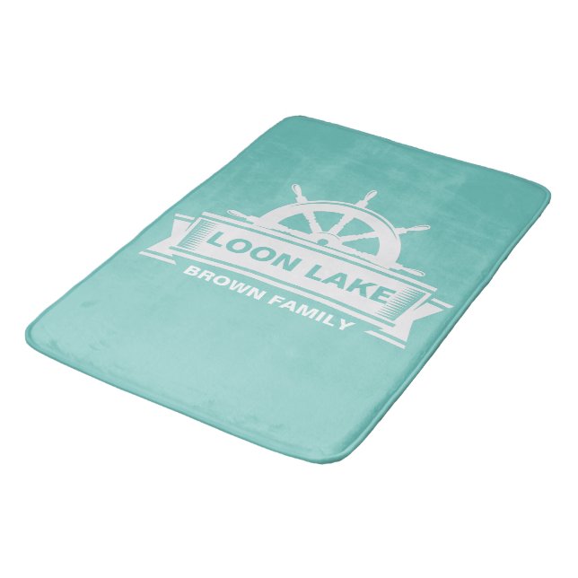 Lake House Family Name steering wheel Bath Mat (Angled)