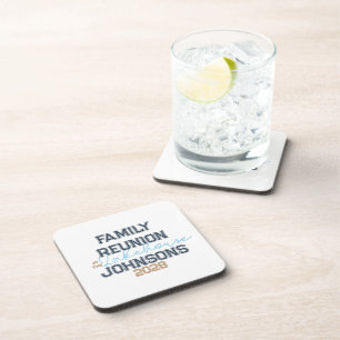Lake house family reunion retro typography  coaster