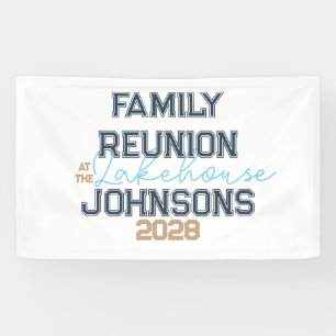 Lake house family reunion retro typography party banner
