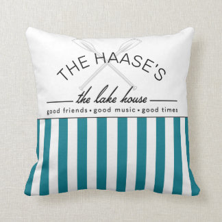 Lake House Good Friends Music Times Blue Stripe Throw Pillow