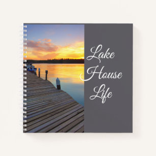 Lake House Life Sunset, Calm Coastal Gift Notebook
