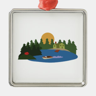Lake House Metal Ornament