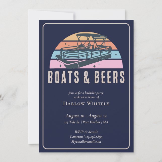 Lake House Nautical Boats Beers Bachelor Party Invitation (Front)