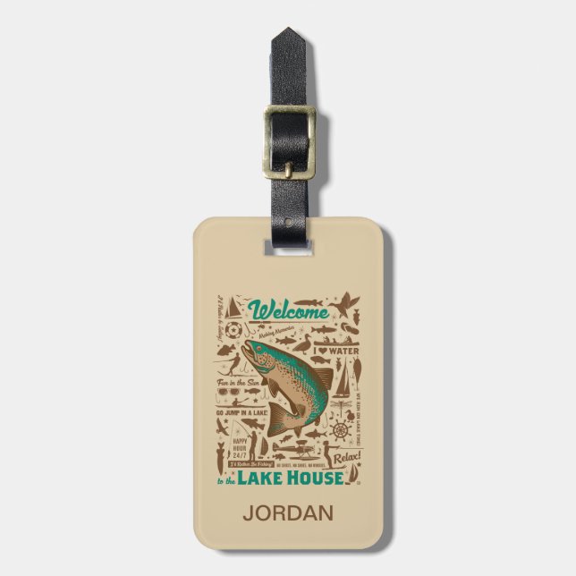 Lake House Pattern Luggage Tag (Front Vertical)