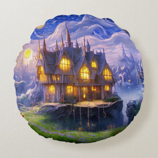 Lake House Round Pillow (Front)