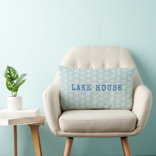 Lake House Simple Starfish Pattern Coastal Design Lumbar Pillow