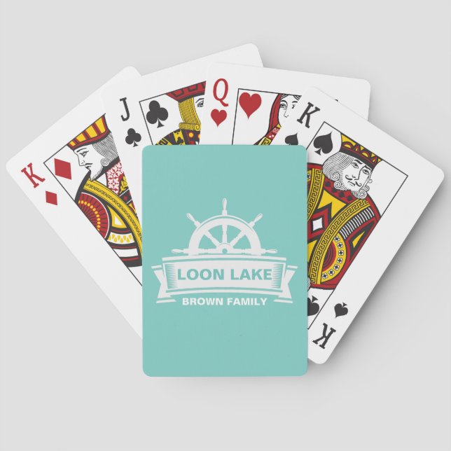 Lake House Vacation Family Name Playing Cards (Back)