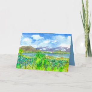 Lake House Watercolor Happy Birthday Card