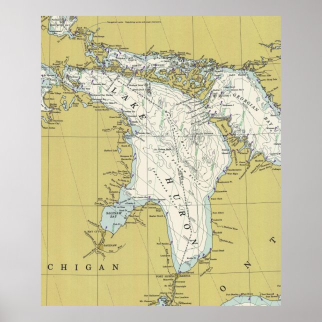 Lake Huron Map (1979) Poster (Front)