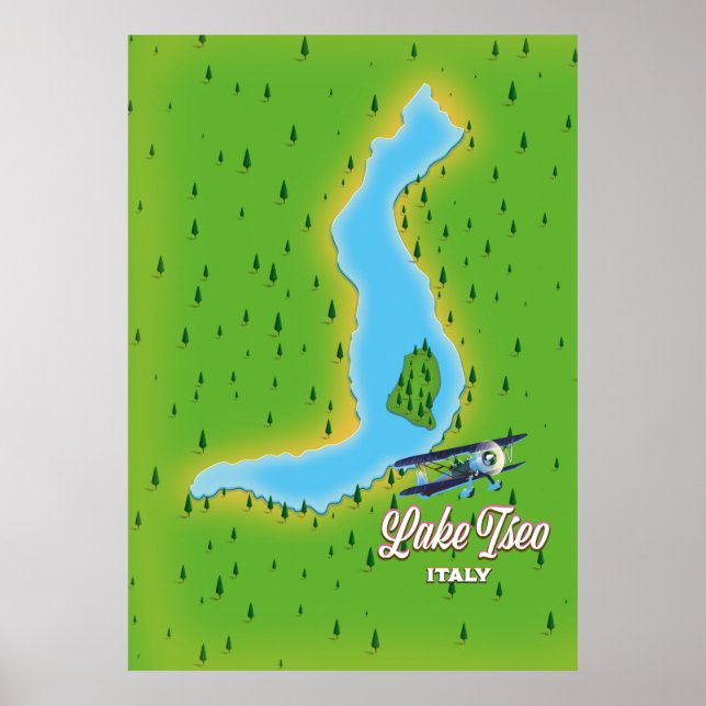 Lake Iseo Italy map Poster (Front)