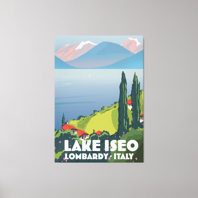 Lake Iseo, Lombardy Italy travel poster Canvas Print (Front)