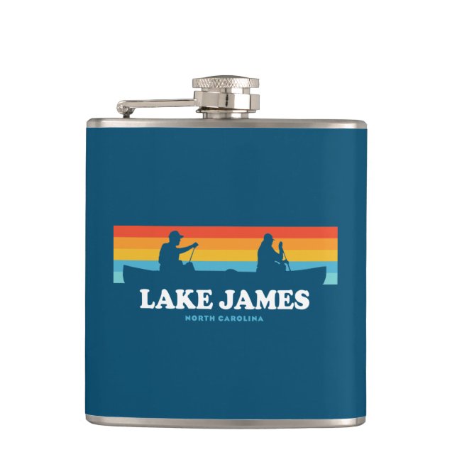 Lake James North Carolina Canoe Hip Flask (Front)