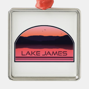 Lake James North Carolina Red Sunrise Metal Ornament