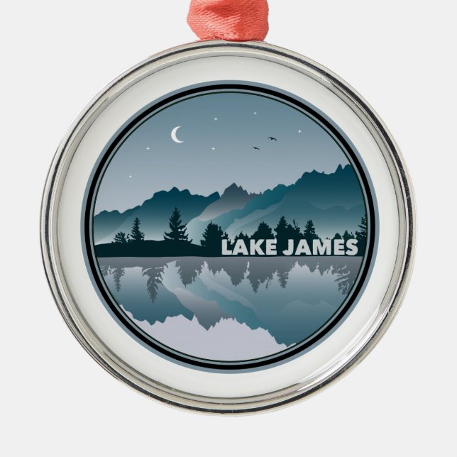 Lake James North Carolina Reflection Metal Ornament (Front)
