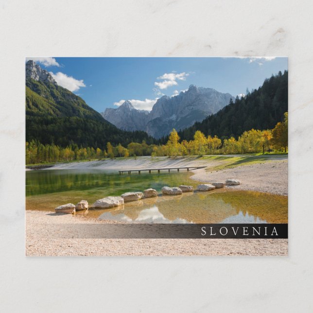 Lake Jasna in the Slovenian Alps in fall Postcard (Front)