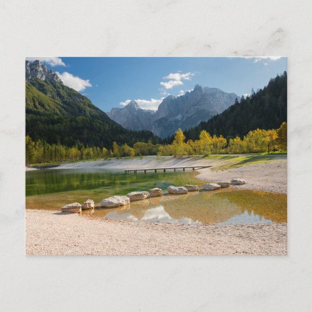 Lake Jasna in the Slovenian Alps in fall Postcard (Front)