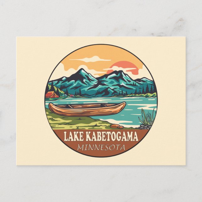 Lake Kabetogama Minnesota Boating Fishing Emblem Postcard (Front)