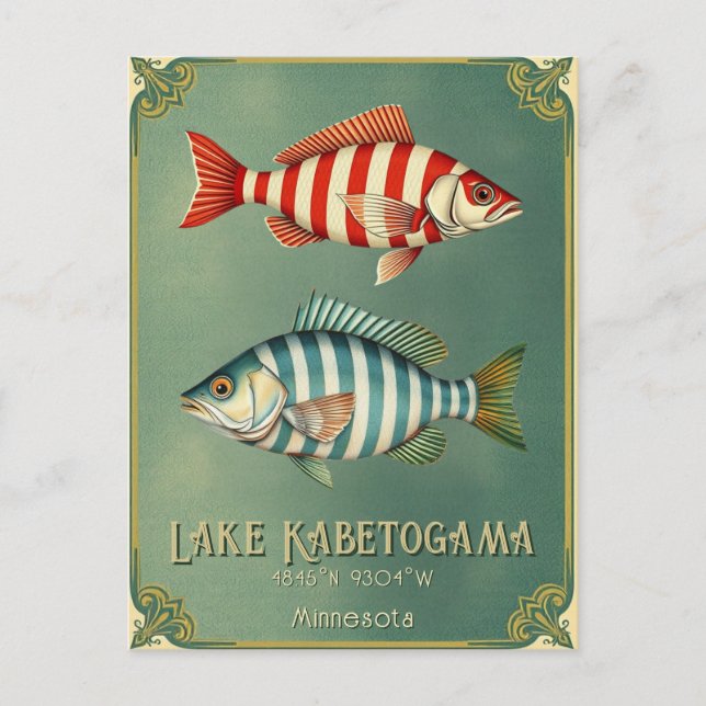 Lake Kabetogama Minnesota nautical fish Postcard  (Front)